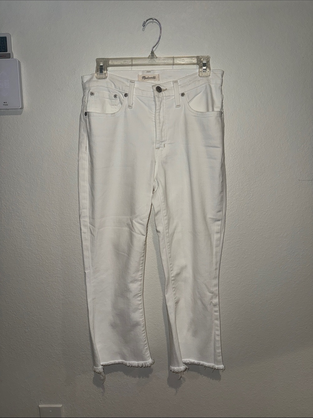 Madewell size 27 T Cali Demi Boot White knickers with Frayed Hem
